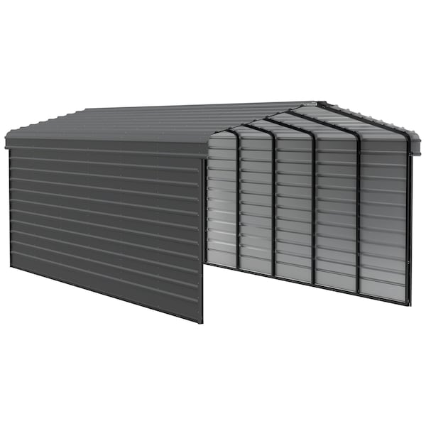 Arrow Storage Products Galvanized Steel Carport, W/ 2-Sided Enclosure, Compact Car Metal Carport Kit, 12'x29'x9', Charcoal CPHC122909ECL2 - main
